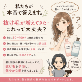 【3/100私たちが本音で答えます。】  抜け毛が増えてきた気がする…これって大丈夫？